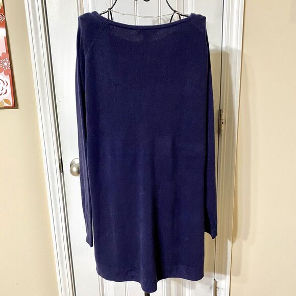 Hampshire Studio Sweater Women’s Extra Large Navy Pullover Long Length SOFT - Picture 8 of 9